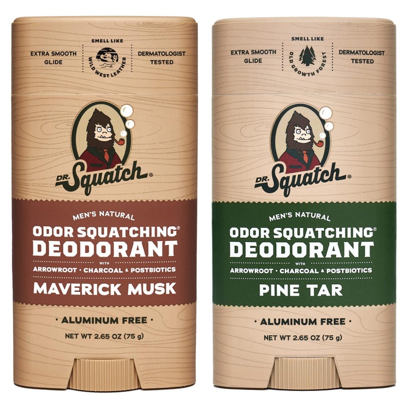 Dr. Squatch Natural Deodorant for Men - Odor-Squatching Aluminum Free - Maverick Musk & Pine Tar (2.65 oz, 2-Pack) - Image 1