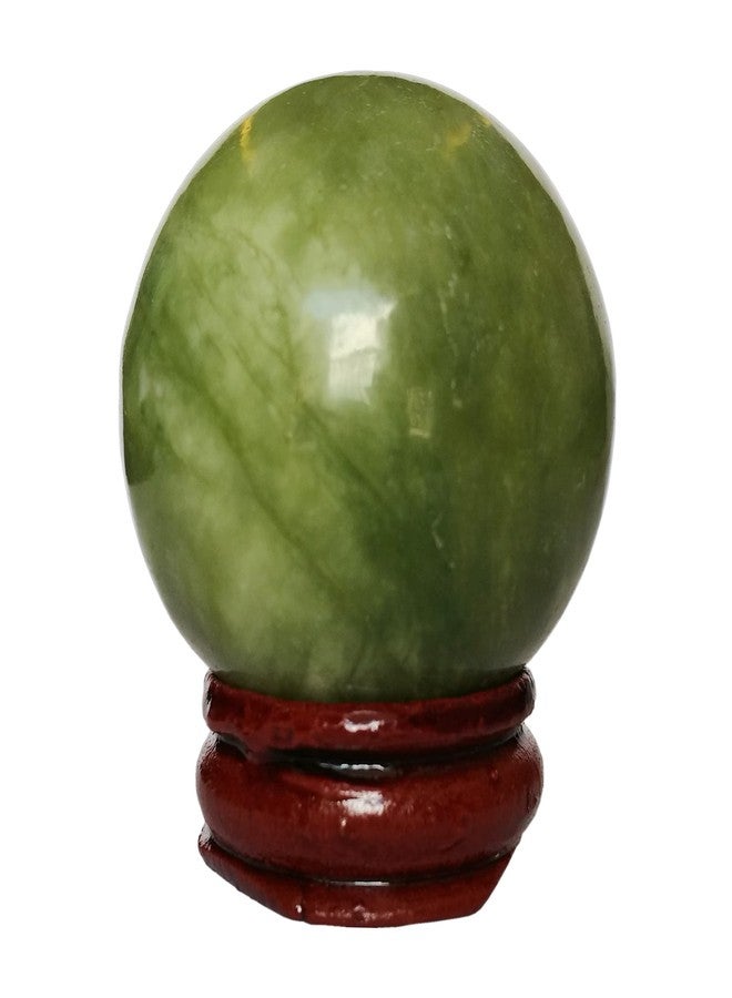 Bacatgem 40mm Green Jade Healing Crystal Divination Sphere Sculpture Figurine Gemstone Ball,Feng Shui Chakra Aura Home Desk Decor Decorative Collection,with Wooden Stand - Image 1