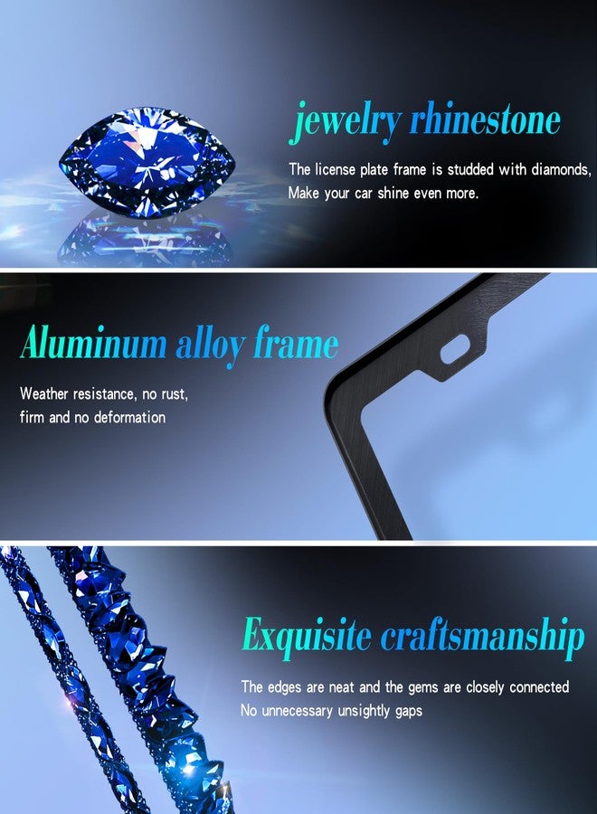 Murimt Blue Bling License Plate Frames 2 Pack Sparkly Glitter Bedazzled License Plate Frame Bling License Plate Holder Cover - High End Gift Box Packaging - Image 4