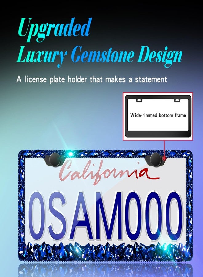 Murimt Blue Bling License Plate Frames 2 Pack Sparkly Glitter Bedazzled License Plate Frame Bling License Plate Holder Cover - High End Gift Box Packaging - Image 3