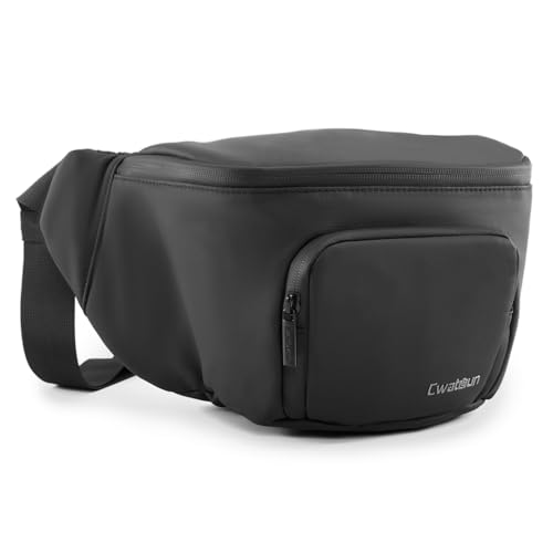Cwatcun Waterproof Camera Waist Bag Compact Camera Case Lightweight Portable Fanny Pack Daily Carry Storage Case Crossbody Bag for Canon Nikon Sony Fuji DSLRSLRMirrorless Camera Lens Black - Image 1