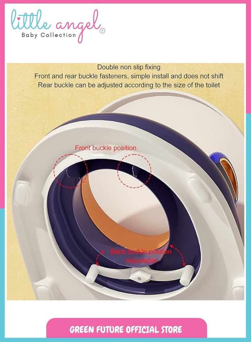 Little Angel Kids Potty Training Seat with Cushioned Padding, Comfortable Handles, Lightweight Toddler Toilet Training Chair, Easily Fits Standard Toilets - Blue & Orange - Image 4