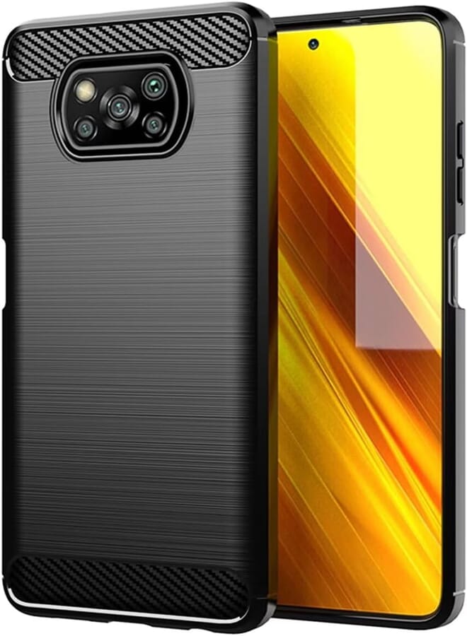 Sidande Case for Poco X3 NFC/Poco X3 Pro/Poco X3 Case, Ultra Slim Phone Cover with Shock-Absorption Carbon Fiber TPU Rubber Protective Cases for Xiaomi Poco X3 NFC Black
