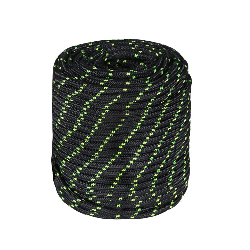 YSMN 12 in 200 FT Black Double Braided Rope Polyester Rope Heavy Duty Rope for Tree Work Suitable for Outdoor Use