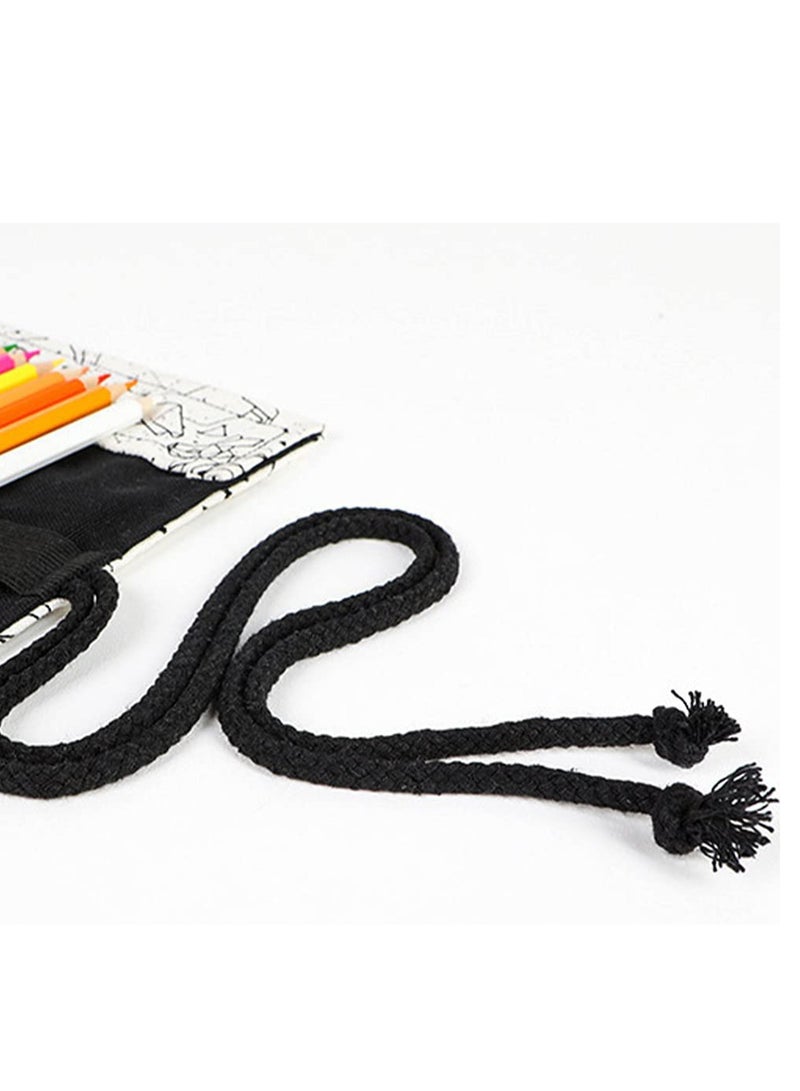 SYOSI Canvas Pencil Wrap Case, Roll Up Pencil Storage Holder for Sketching Drawing Writing, Multi Purpose Constellation Pattern Pen Organizer Bag for Adults, Artists, Sketchers  Children Size: 72 Holes - Image 4