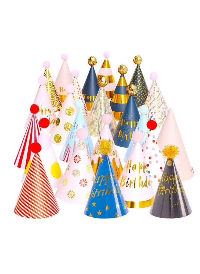 Simple polymer 24 Pcs Birthday Party Hats Birthday Paper Cone Hats With Pom Poms Lovely Party Hats - Image 2
