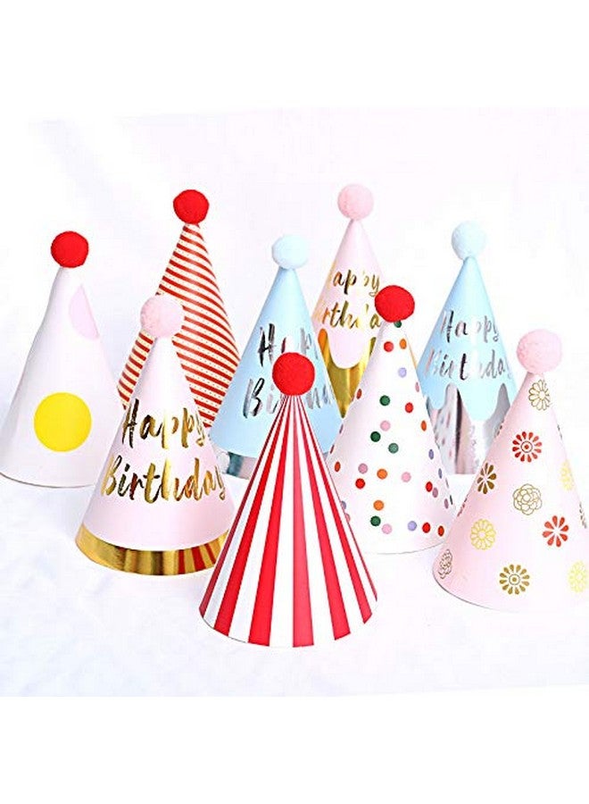 Simple polymer 24 Pcs Birthday Party Hats Birthday Paper Cone Hats With Pom Poms Lovely Party Hats - Image 5