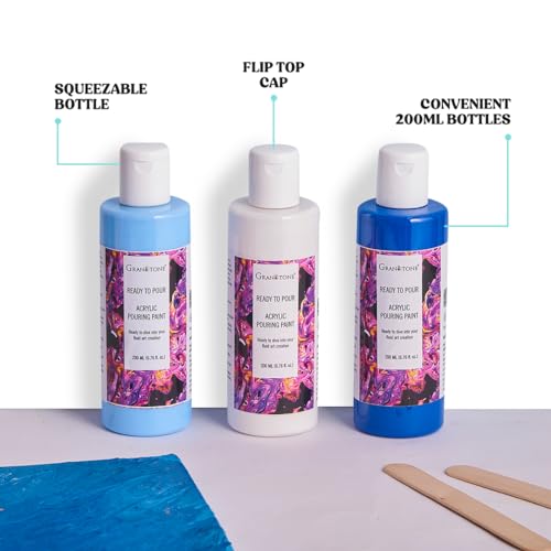 GRANOTONE Premium Acrylic Pouring Paint, Ready-to-Use, Superior High-Flow Formula, Ideal for Canvas, Wood, Paper, Craft & Fluid Art Project 200 ml (TITANIUM WHITE) - Image 4