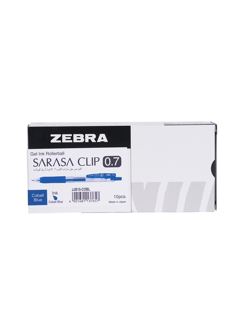 ZEBRA Sararsa Clip Cobalt Blue Gel Pen 0.7mm, for Journaling , Sketching , Drawing , Note-Taking , Pack of 10 Pens  - Image 1