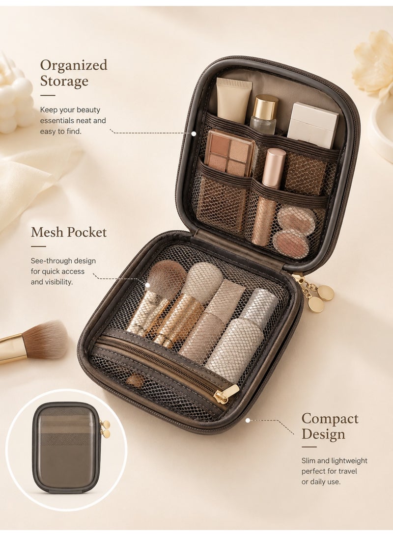 Transparent Cosmetic Bag Travel Makeup Organizer Toiletry Storage Pouch Zipper Case Brown - Image 3