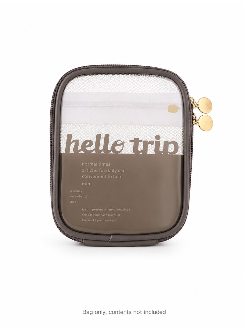 Transparent Cosmetic Bag Travel Makeup Organizer Toiletry Storage Pouch Zipper Case Brown - Image 1