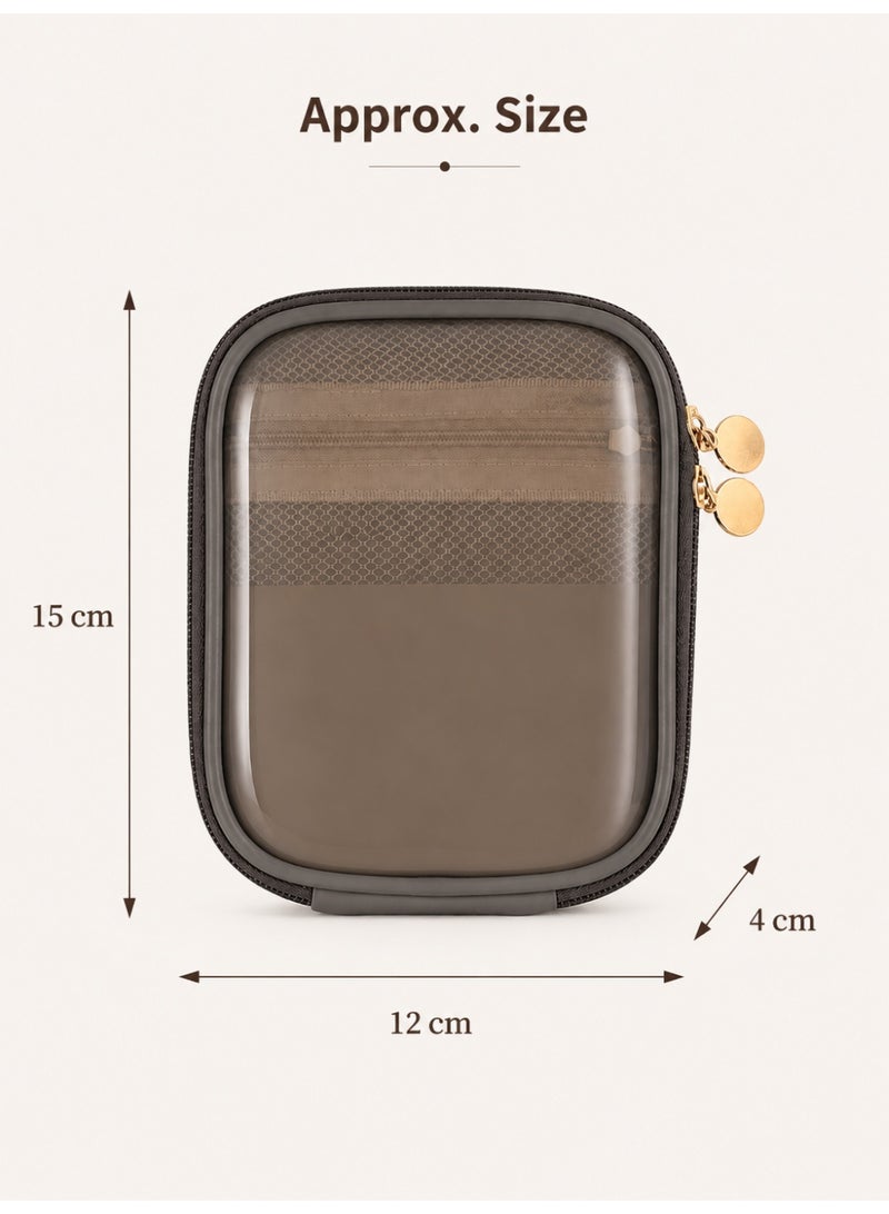 Transparent Cosmetic Bag Travel Makeup Organizer Toiletry Storage Pouch Zipper Case Brown - Image 4
