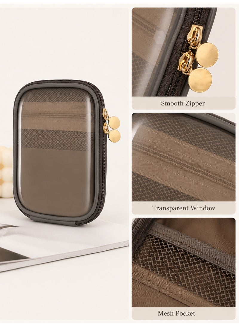 Transparent Cosmetic Bag Travel Makeup Organizer Toiletry Storage Pouch Zipper Case Brown - Image 2