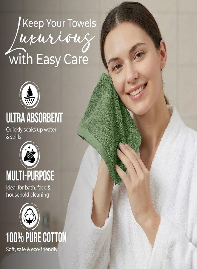 RIVERSIDE Pack of 24 Wash Cloths for Showering, 12 x 12 Inches, Super Soft & Absorbent, 100% Cotton Washcloths Premium Quality Flannel Face Cloths for Bathroom, Gym, Spa (Sage Green, 24 Pack) - Image 3