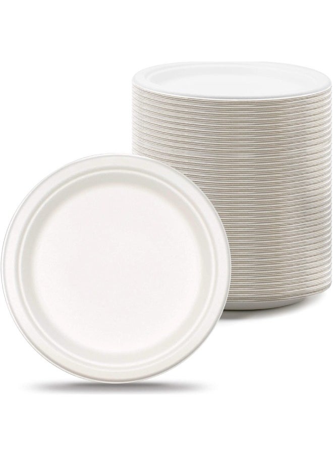 SNH Packing - Bagasse Biodegradable Plates – 10 Inch Eco-Friendly Plates Made from Sugarcane – Pack of 50 Disposable Compostable Plates - Image 1