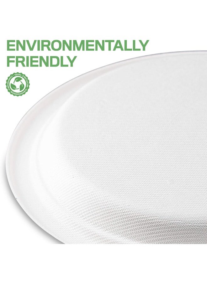 SNH Packing - Bagasse Biodegradable Plates – 10 Inch Eco-Friendly Plates Made from Sugarcane – Pack of 50 Disposable Compostable Plates - Image 1