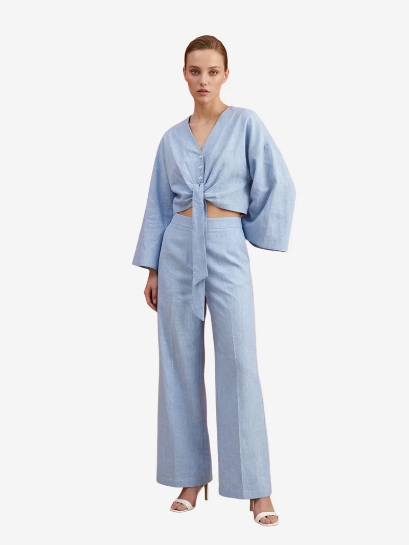 ماي فاشن MY FASHION Cotton Co-ord Set with Tie Detail