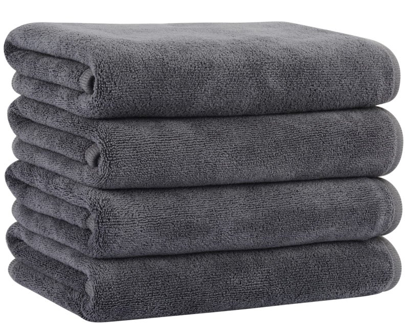 KinHwa Microfiber Hand Towels for Bathroom Soft and Absorbent Face Towels for Bath  Spa  Gym 16inch x 30inch 4 Pack Gray - Image 1