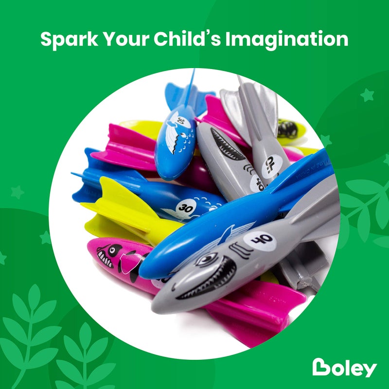 Boley Dive Torpedo Swim Toys - 12 Pack Sinking Pool Toys for Kids - Colorful Shark, Whale, Fish Diving Torpedoes - Summer Water Games, Bath Time Fun, Pool Diving Toy Set - Image 3