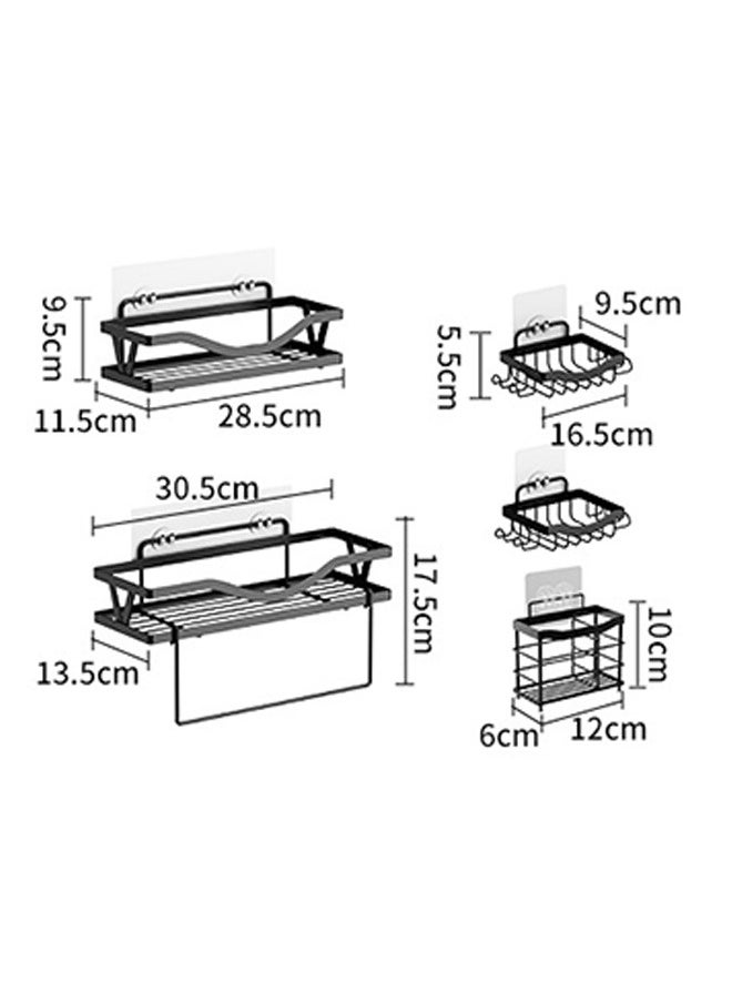 Bukela - 5-Pack Shower Shelves, Adhesive Bathroom Shower Shelves, No Drilling Required, Large Capacity, Rust-Proof Stainless Steel Bathroom Shower Shelves - Image 1