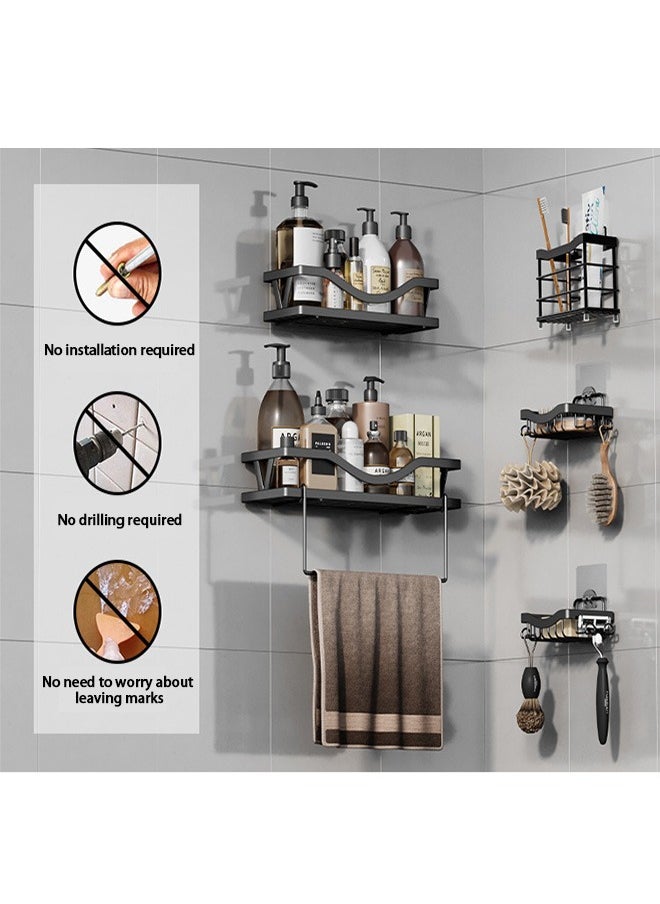 Bukela - 5-Pack Shower Shelves, Adhesive Bathroom Shower Shelves, No Drilling Required, Large Capacity, Rust-Proof Stainless Steel Bathroom Shower Shelves - Image 1