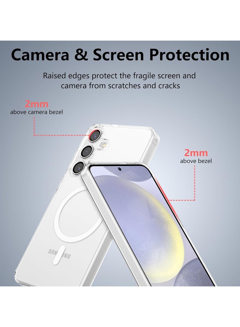 DUSALA Samsung Galaxy S25 Plus Magnetic Cover Clear Hard Back Case Shockproof TPU Frame Edge Bumper Slim Transparent Case for Samsung Galaxy S25 Plus - Image 3