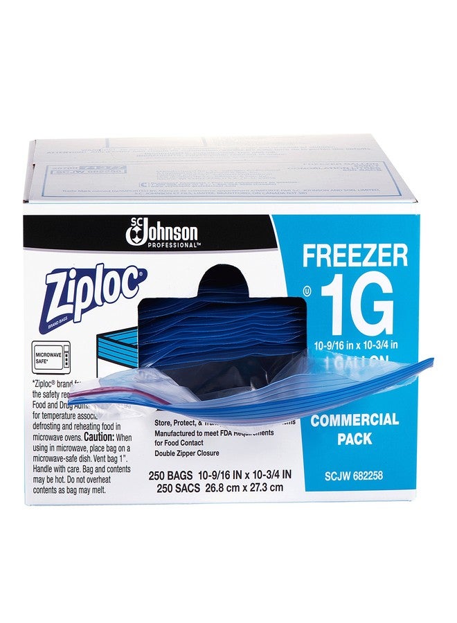 SC Johnson Ziploc Professional Freezer Bags, Designed to Prevent Freezer Burn, Double Zipper, Gallon, 250 Count