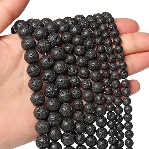 35pcs 10mm Natural Stone Beads Black Lava Beads Crystal Gemstone for Jewelry Making DIY Bracelet Necklace