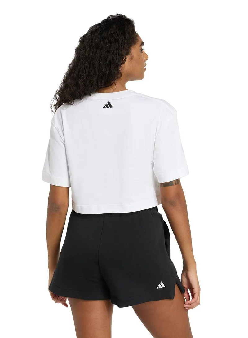 adidas تي شيرت قصير أبيض للنساء