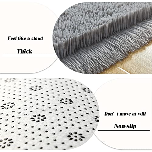 Rtizon Runner Rug for Bedroom, 2x6 Soft Shag Fluffy Area Rugs for Girls Boy's Room, Plush Shaggy Carpet with Non-Slip Bottom for Living Room Dorm, Grey - Image 3