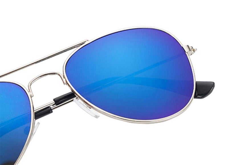 Wodison Classic Kids Sunglasses for Boys Girls Children sunglasses Reflective Metal Frame Silver Frame Blue Lens - Image 5