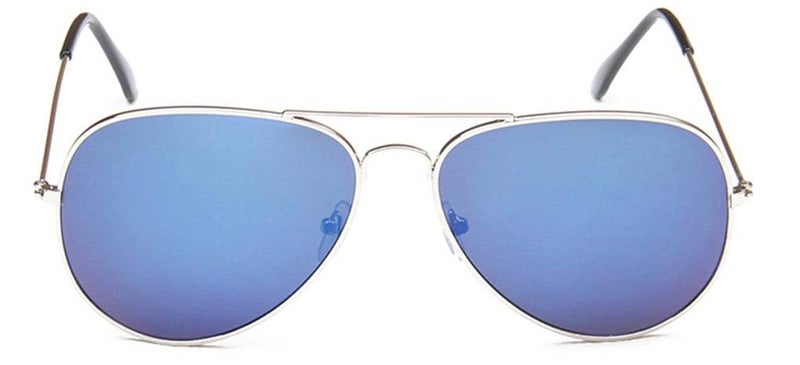 Wodison Classic Kids Sunglasses for Boys Girls Children sunglasses Reflective Metal Frame Silver Frame Blue Lens - Image 4