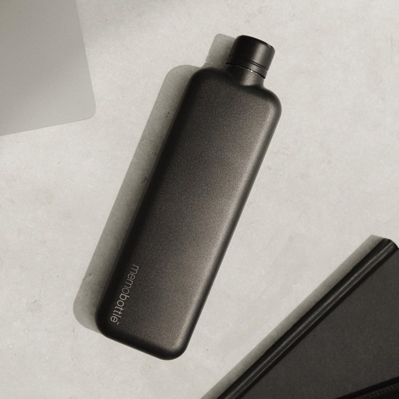 memobottle زجاجة ميمو SLIM من الفولاذ المقاوم للصدأ باللون الأسود - Image 2