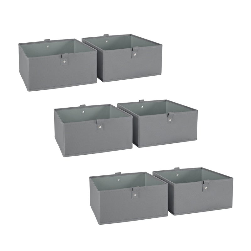 RiverRidge Kids 6pc 10.5in W x 5in H Storage Set-Gray Folding Bins  6 Count - Image 1