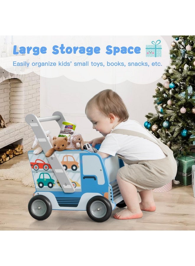 labebe Baby Wooden Learning Walker, 2-in-1 Toddler Push & Pull Toys Stroller Pushing Walker, Infant Sit to Stand Wood Walker Wagon, Transfer Cart Toy for Girls & Boys 1-3 Years Old Kids, Blue - Image 4