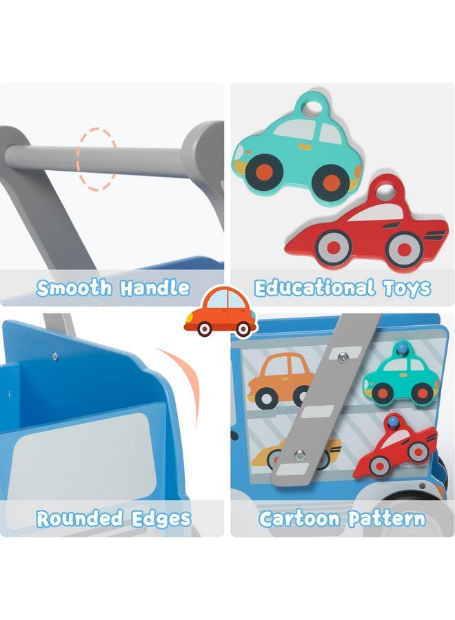 labebe Baby Wooden Learning Walker, 2-in-1 Toddler Push & Pull Toys Stroller Pushing Walker, Infant Sit to Stand Wood Walker Wagon, Transfer Cart Toy for Girls & Boys 1-3 Years Old Kids, Blue - Image 5