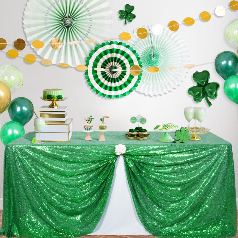 بارتي ديلايت PartyDelight Green equin tableroth 50x80 inch Rectangle tablecloth glitter tablecloth for party baby dame decortations - Image 2