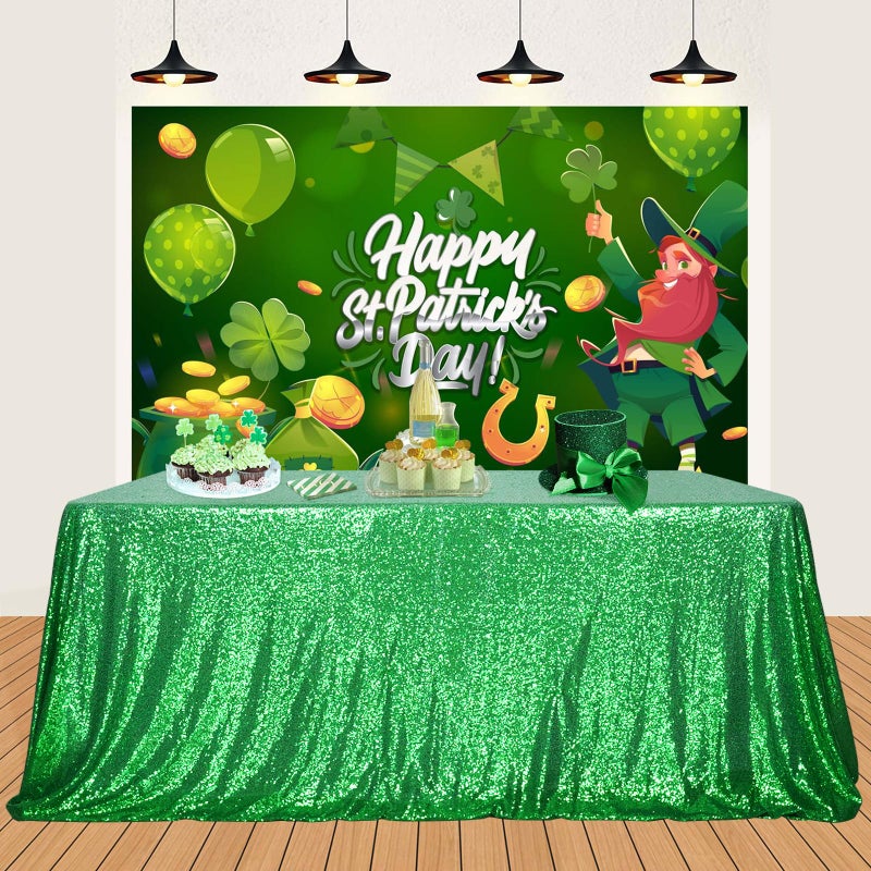 بارتي ديلايت PartyDelight Green equin tableroth 50x80 inch Rectangle tablecloth glitter tablecloth for party baby dame decortations - Image 3