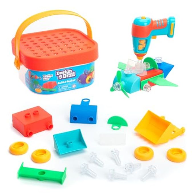 Educational Insights Design & Drill Build-It Bucket with Electric Drill Toy, 41 Pieces, Preschool STEM Toy, Gifts For Boys & Girls, Ages 3+ - Image 4