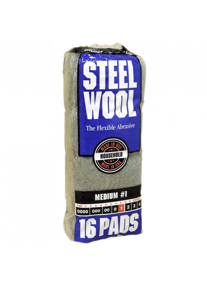 Homax #1 Homax 106604-06 Rhodes American Steel Wool Pad Medium #1, 16-pack 