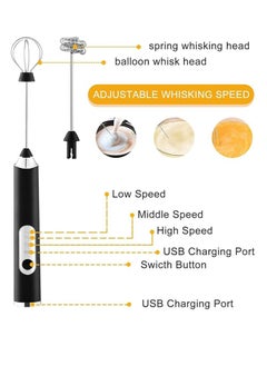ANYOUI Rechargeable Electric Foam Maker, Milk Frother Handheld Foam Maker, Drink Mixer with Stainless whisks 3 Speed Adjustable Foam Maker Blender for Cappuccino  - Image 2