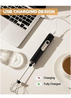 ANYOUI Rechargeable Electric Foam Maker, Milk Frother Handheld Foam Maker, Drink Mixer with Stainless whisks 3 Speed Adjustable Foam Maker Blender for Cappuccino  - Image 3