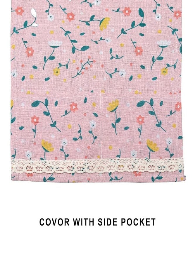 Zollyss Microwave Oven Dust Proof Cover with Side Puch Bag Cotton Linen Kitchen Storage Bags (Pink) - Image 3