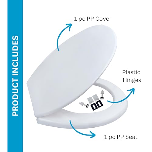 Parryware Toilet Standard Seat Cover Regular with Plastic Hinges 1 Unit Each of PP Seat, PP Cover, Ultra White, Antibacterial & Comfortable, Commode Seat Cover for Bathroom Fixture | E80711C - Image 2