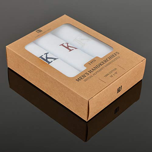 boxed-gifts Monogrammed Handkerchiefs for Men - Soft Hankies for Men + Great Monogrammed Gifts - Intial K - Image 5