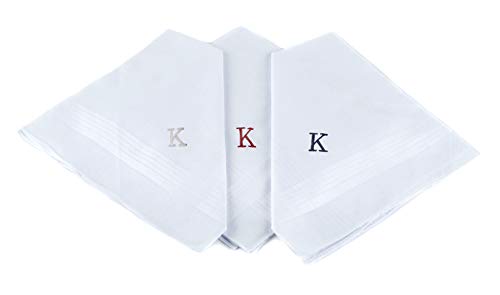 boxed-gifts Monogrammed Handkerchiefs for Men - Soft Hankies for Men + Great Monogrammed Gifts - Intial K - Image 1