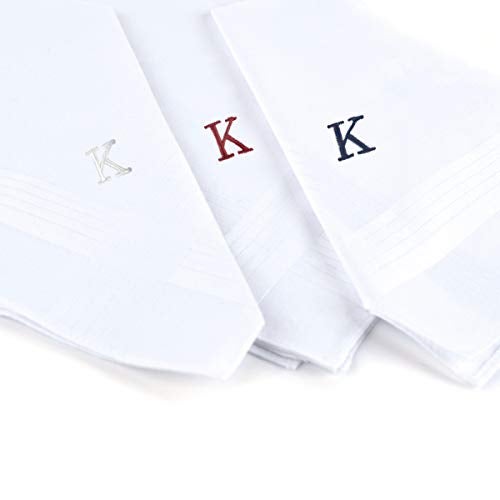 boxed-gifts Monogrammed Handkerchiefs for Men - Soft Hankies for Men + Great Monogrammed Gifts - Intial K - Image 2