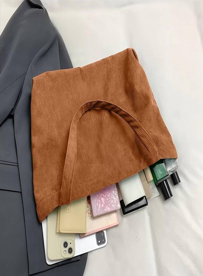 Anphly Canvas Tote Bag with a Handle, Corduroy, Large Capacity, Suitable for Commuting, with Plush Shoulder Strap,Brown - Image 2