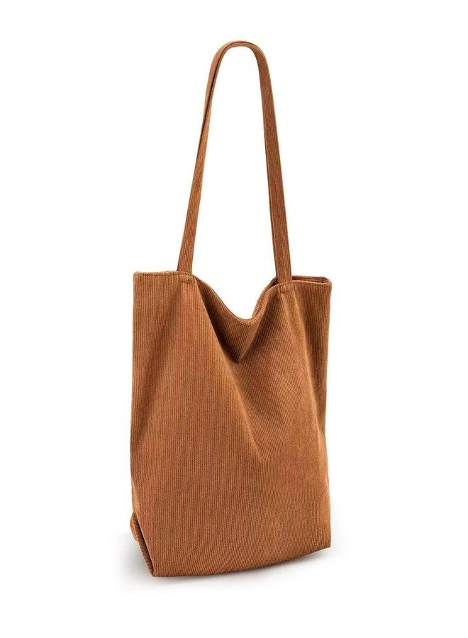 Anphly Canvas Tote Bag with a Handle, Corduroy, Large Capacity, Suitable for Commuting, with Plush Shoulder Strap,Brown - Image 1