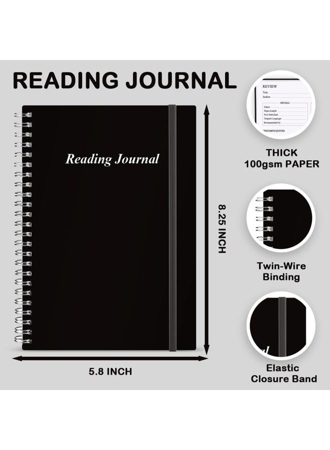 Getvow Reading Journal - Review and Track Your Reading Progress with 72 Book Reviews - Book Journal Reading Log Journal with Back Pocket, 5.8" x 8.3", Black - Image 2